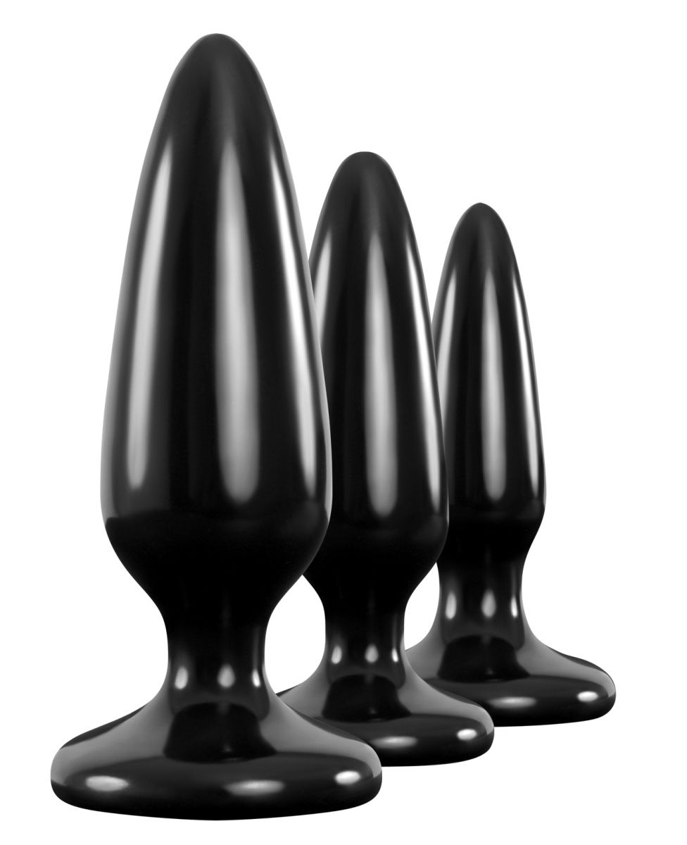 Набор из 3 черных силиконовых анальных пробок Trainer Kit